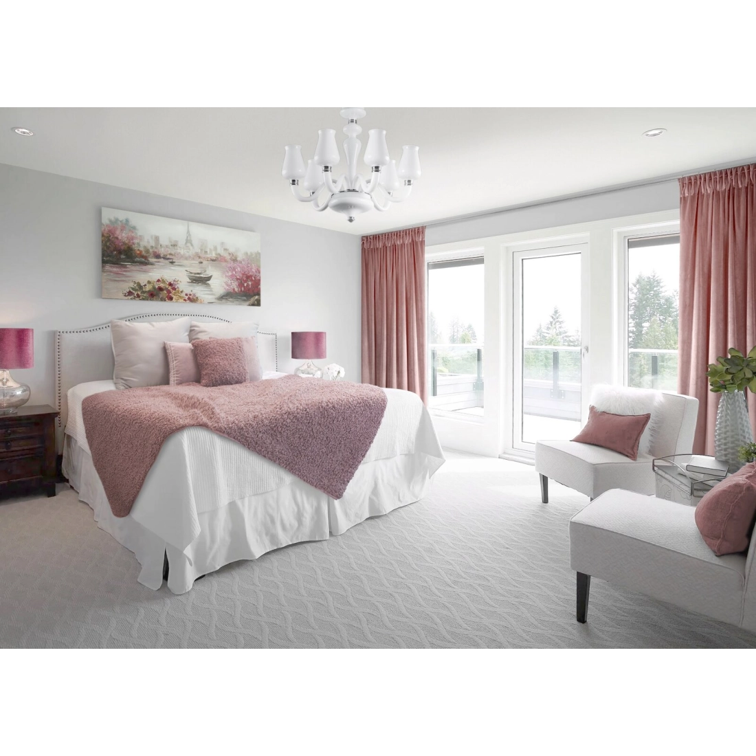 Záves 140x250 cm zamatový púdrovo ružový na kovové krúžky RIA Diva Line