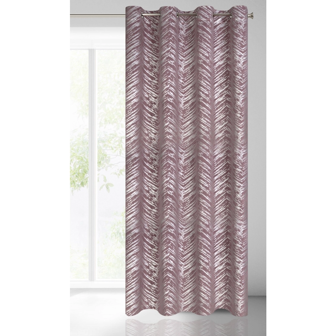 Záves 140x250 cm zamatový púdrovoružový na kovové krúžky SARA