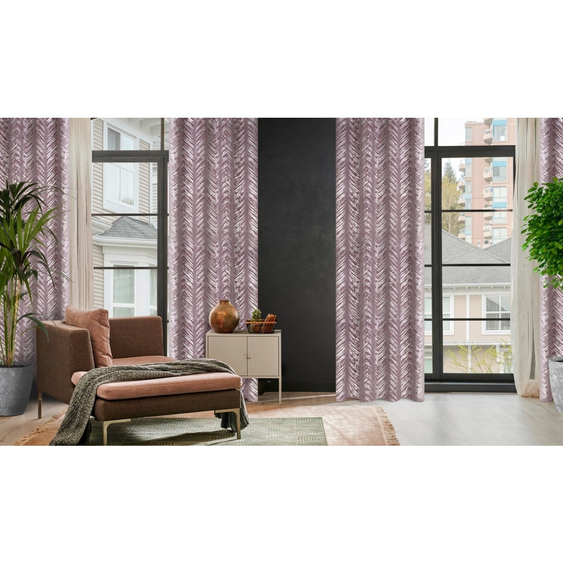 Záves 140x250 cm zamatový púdrovoružový na kovové krúžky SARA