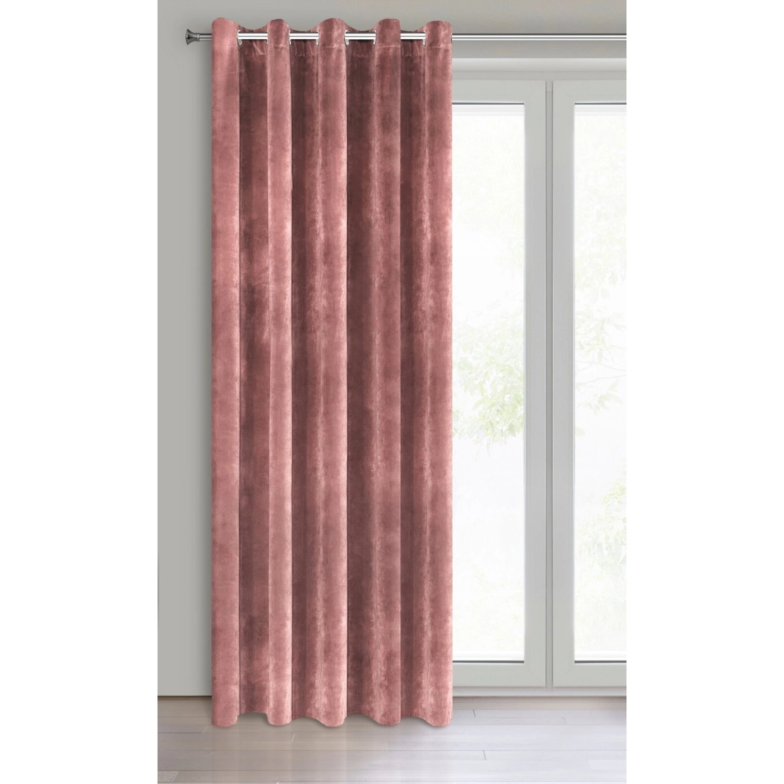 Záves 140x250 cm zamatový ružový na kovové krúžky VILLA