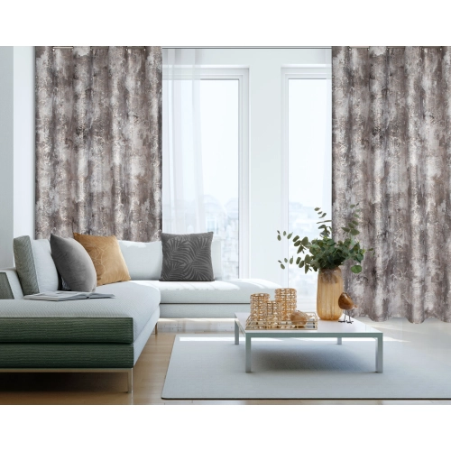 Záves 140x250 cm zamatový sivý a béžový na kovové krúžky ESTER