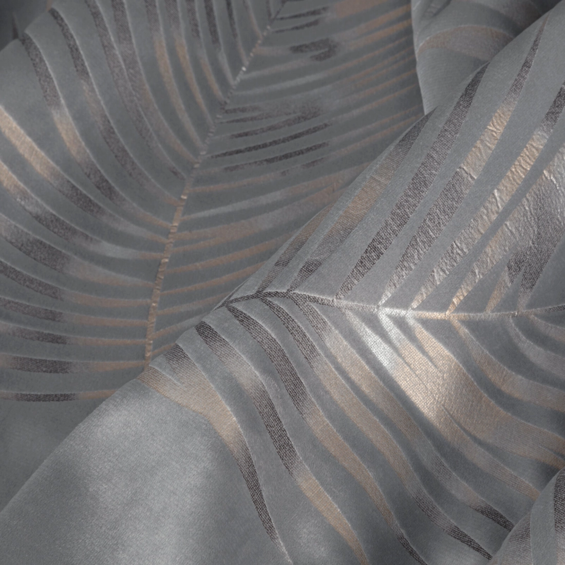 Záves 140x250 cm zamatový sivý a šampanský na kovové krúžky GLORIA