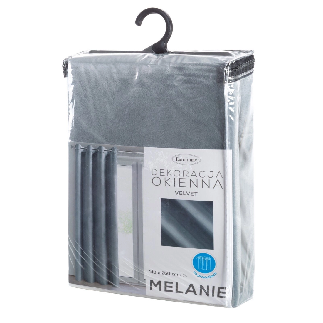 Záves 140x250 cm zamatový sivý matný na kovové krúžky MELANIE