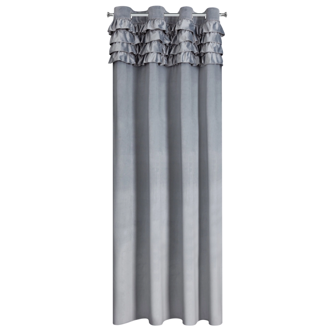 Záves 140x250 cm zamatový sivý na kovové krúžky ERIN