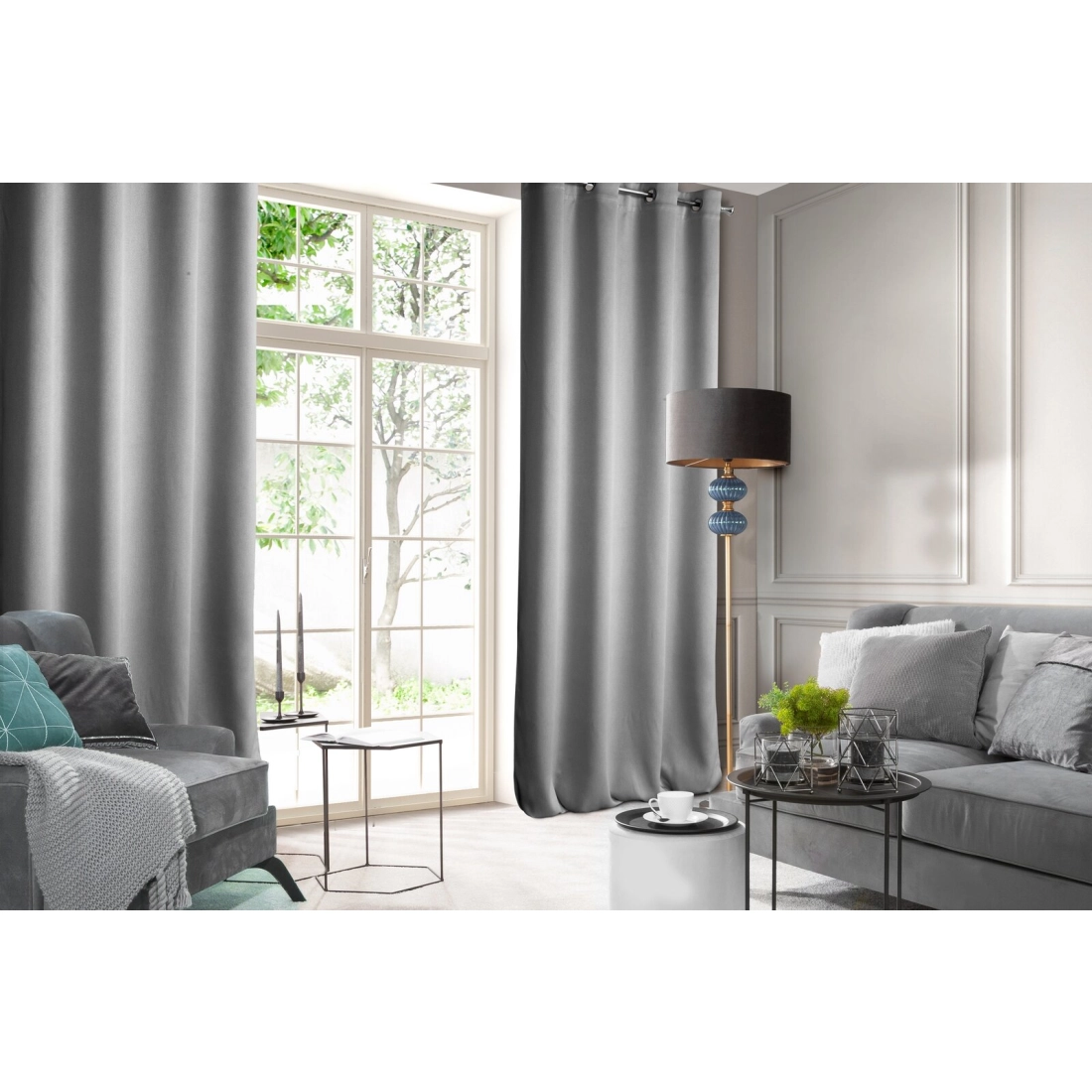 Záves 140x250 cm zamatový sivý na kovové krúžky ROSA Design 91