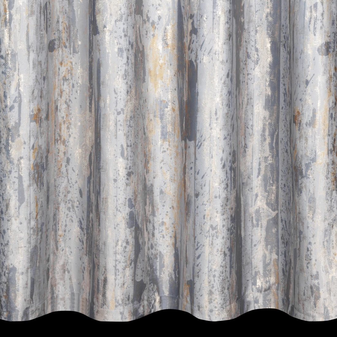 Záves 140x250 cm zamatový sivý so zlatou potlačou na kovové krúžky GRACE