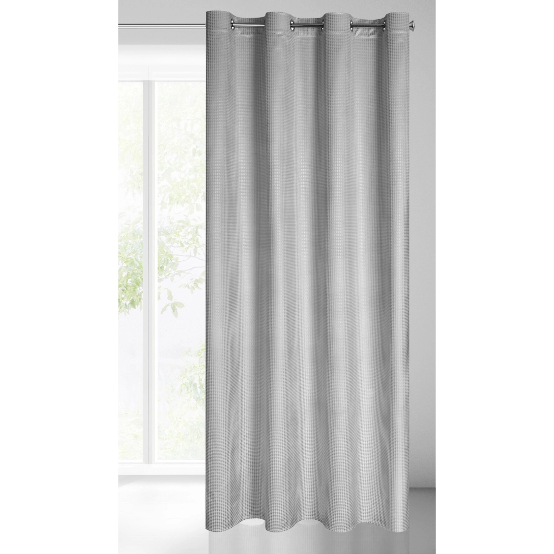 Záves 140x250 cm zamatový sivý strieborný na kovové krúžky DARCY