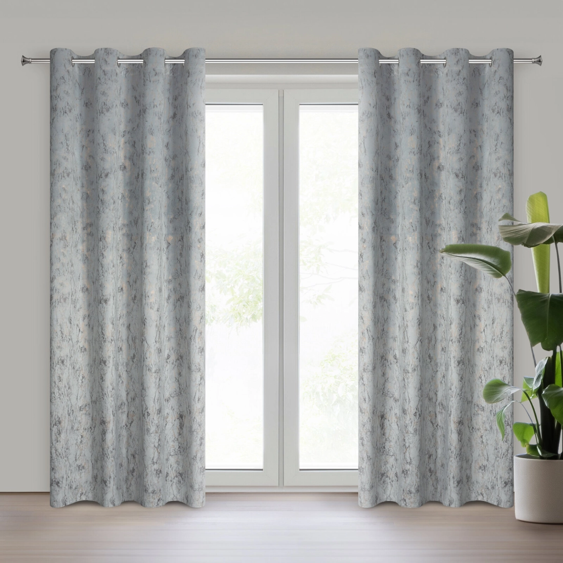 Sametový závěs 140x250 cm ve stříbrno zlaté barvě na kovových kroužcích KORNELIA