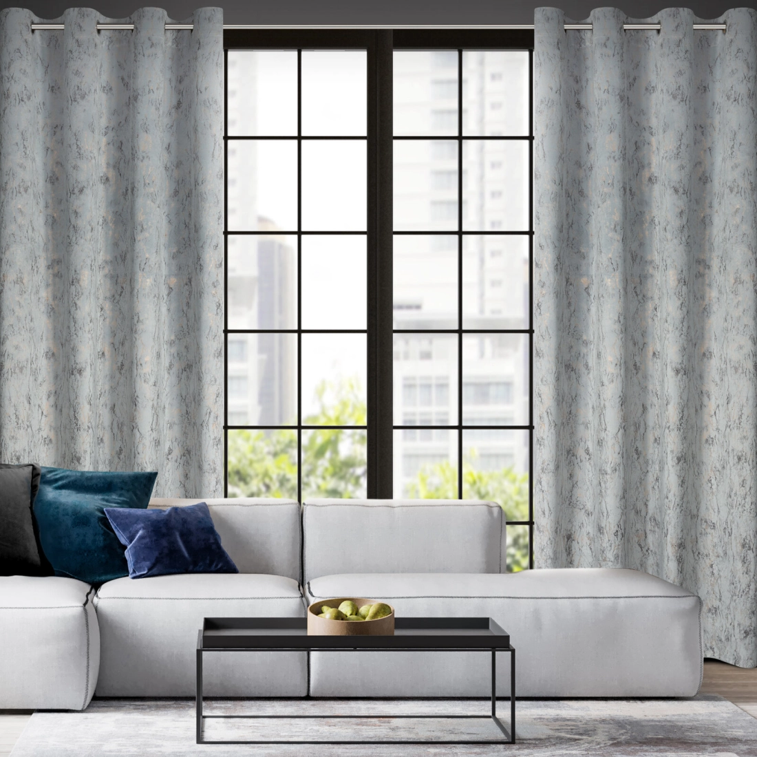 Sametový závěs 140x250 cm ve stříbrno zlaté barvě na kovových kroužcích KORNELIA