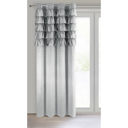 Záves 140x250 cm zamatový strieborný na kovové krúžky AURA