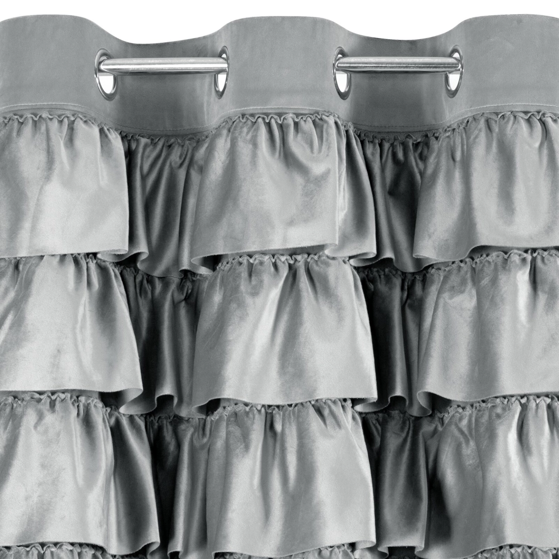 Záves 140x250 cm zamatový strieborný na kovové krúžky AURA