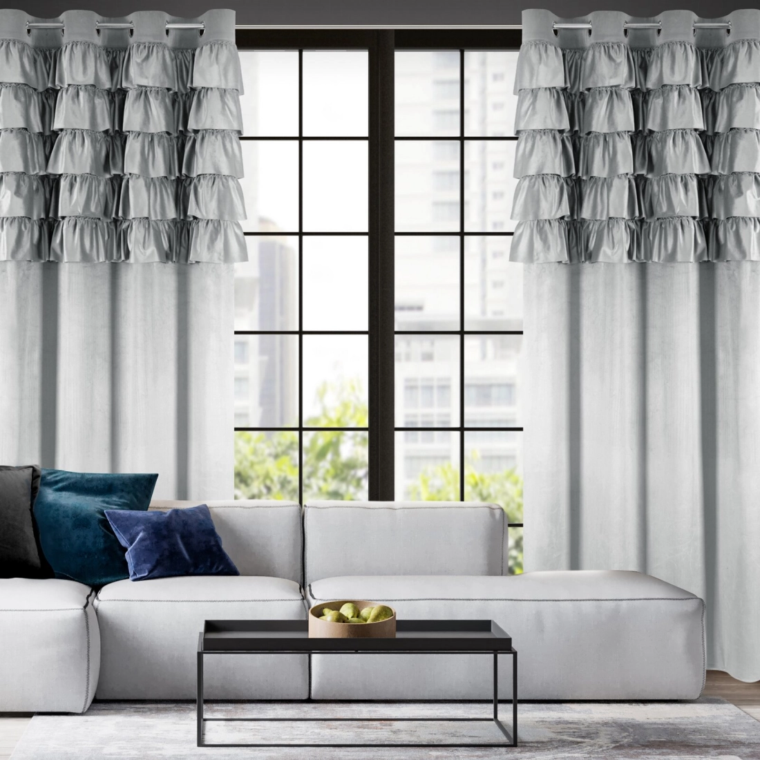 Záves 140x250 cm zamatový strieborný na kovové krúžky AURA