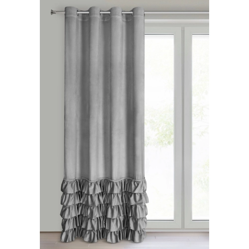 Záves 140x250 cm zamatový strieborný na kovové krúžky CARLI