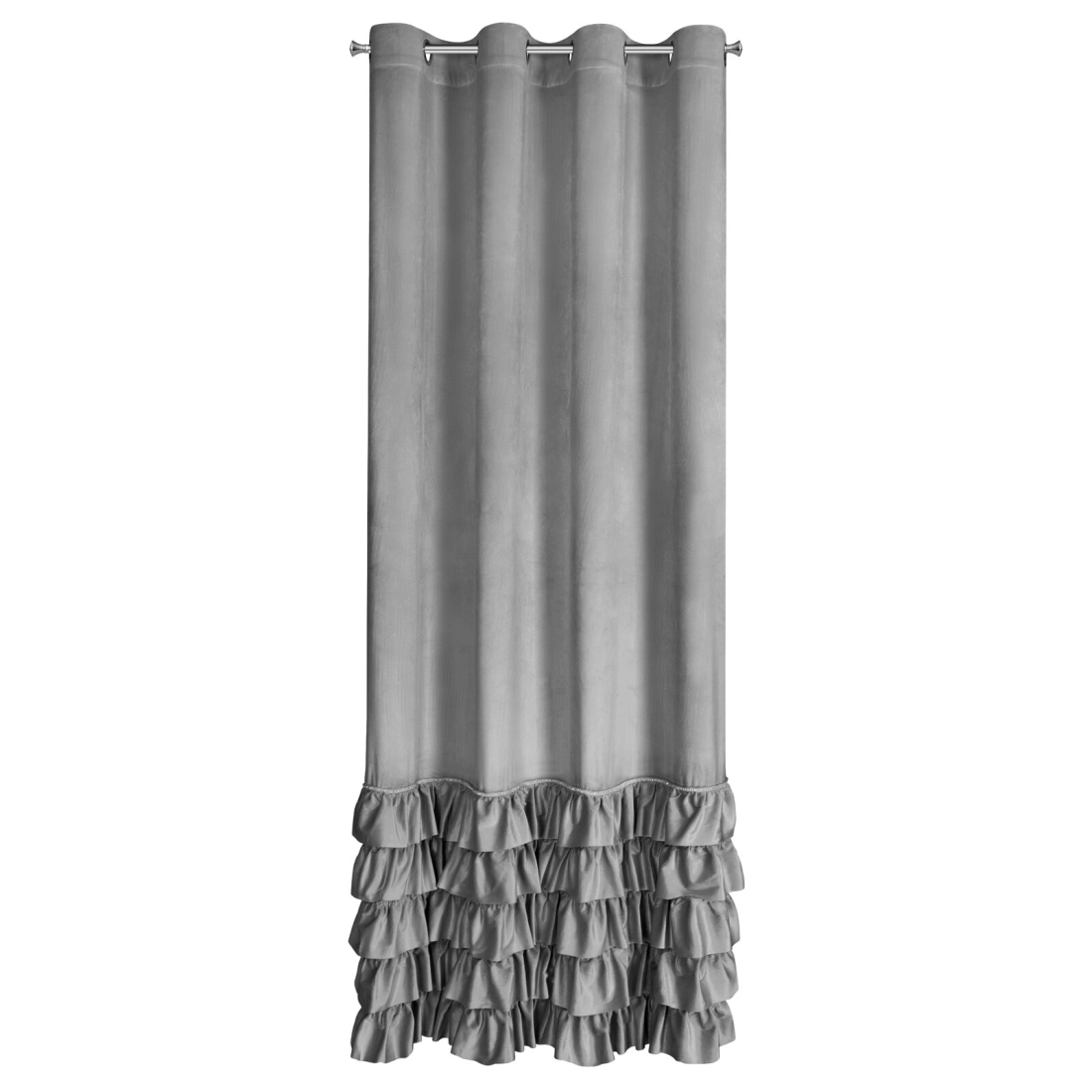 Záves 140x250 cm zamatový strieborný na kovové krúžky CARLI