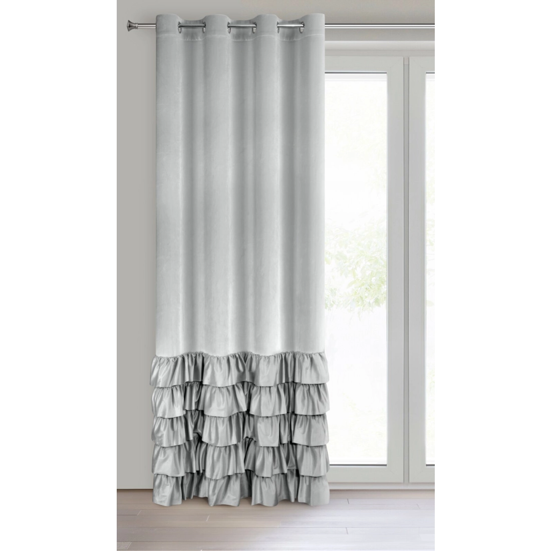 Záves 140x250 cm zamatový strieborný na kovové krúžky DANI