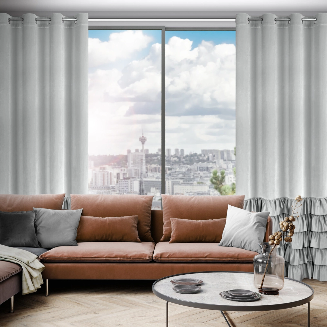 Záves 140x250 cm zamatový strieborný na kovové krúžky DANI