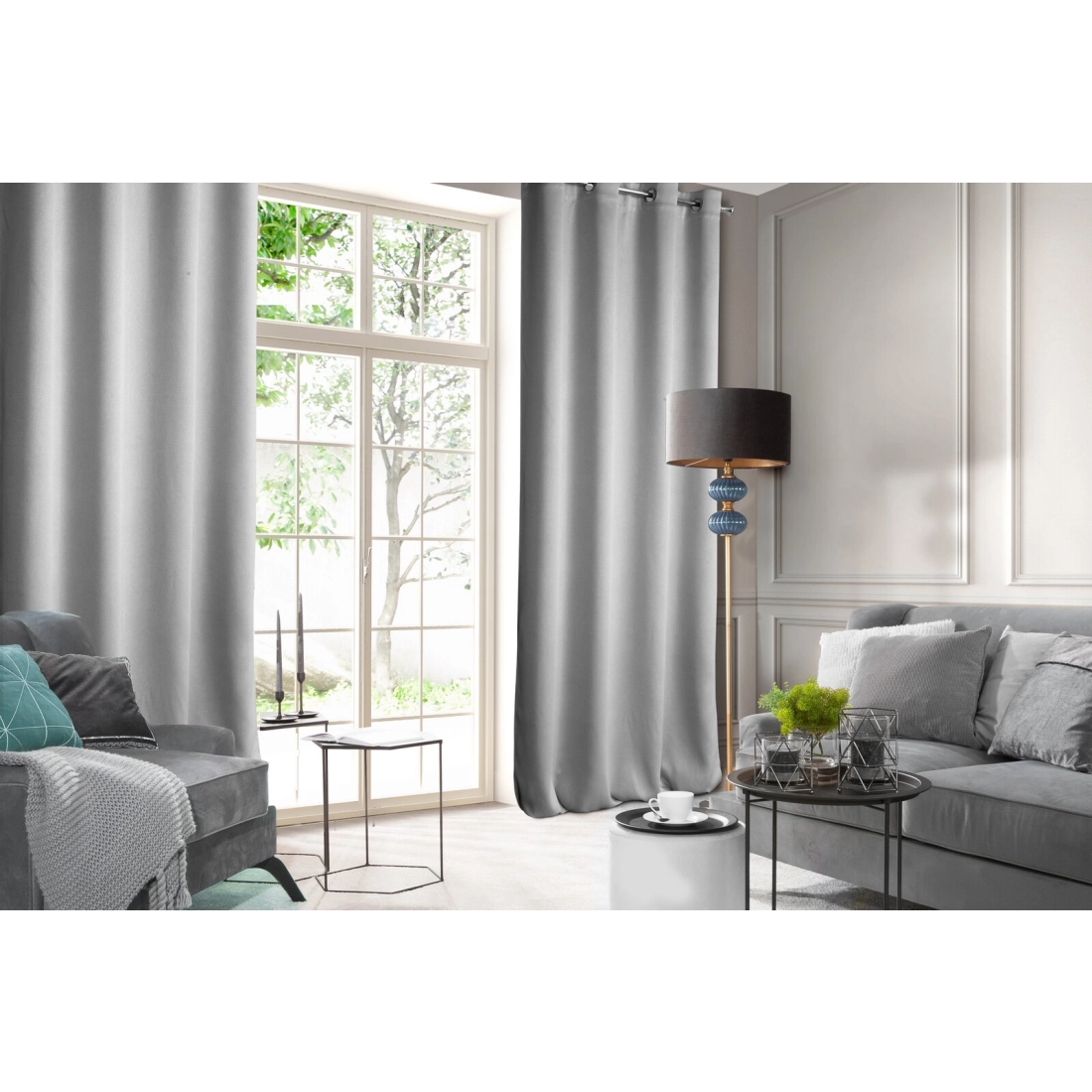 Záves 140x250 cm zamatový strieborný na kovové krúžky ROSA Design 91