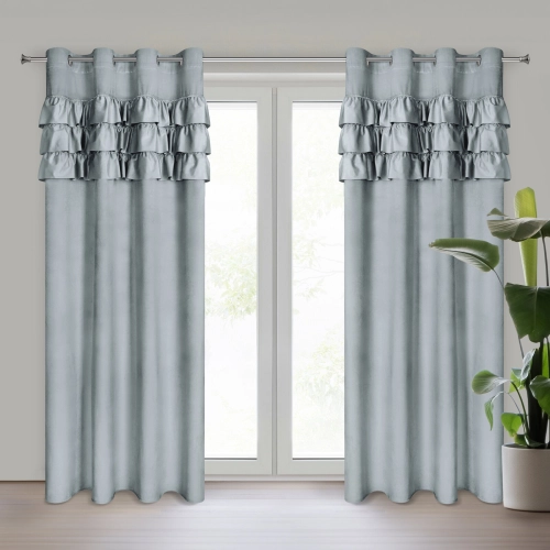 Záves 140x250 cm zamatový strieborný na kovové krúžky SAMI