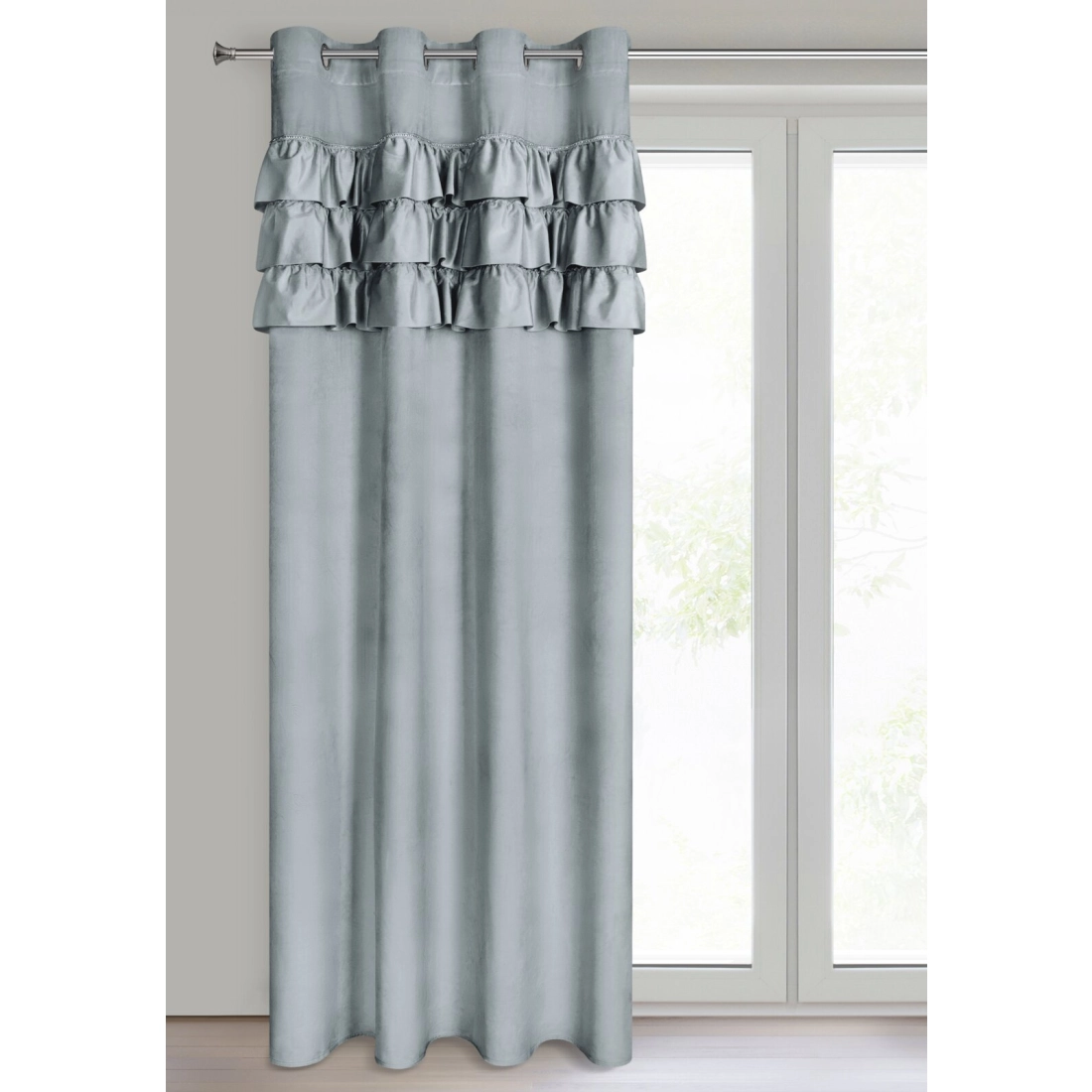 Záves 140x250 cm zamatový strieborný na kovové krúžky SAMI