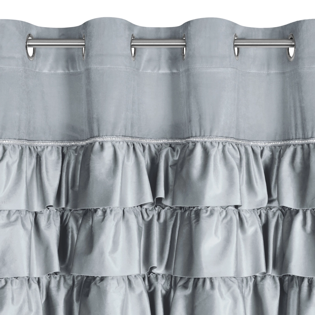 Záves 140x250 cm zamatový strieborný na kovové krúžky SAMI