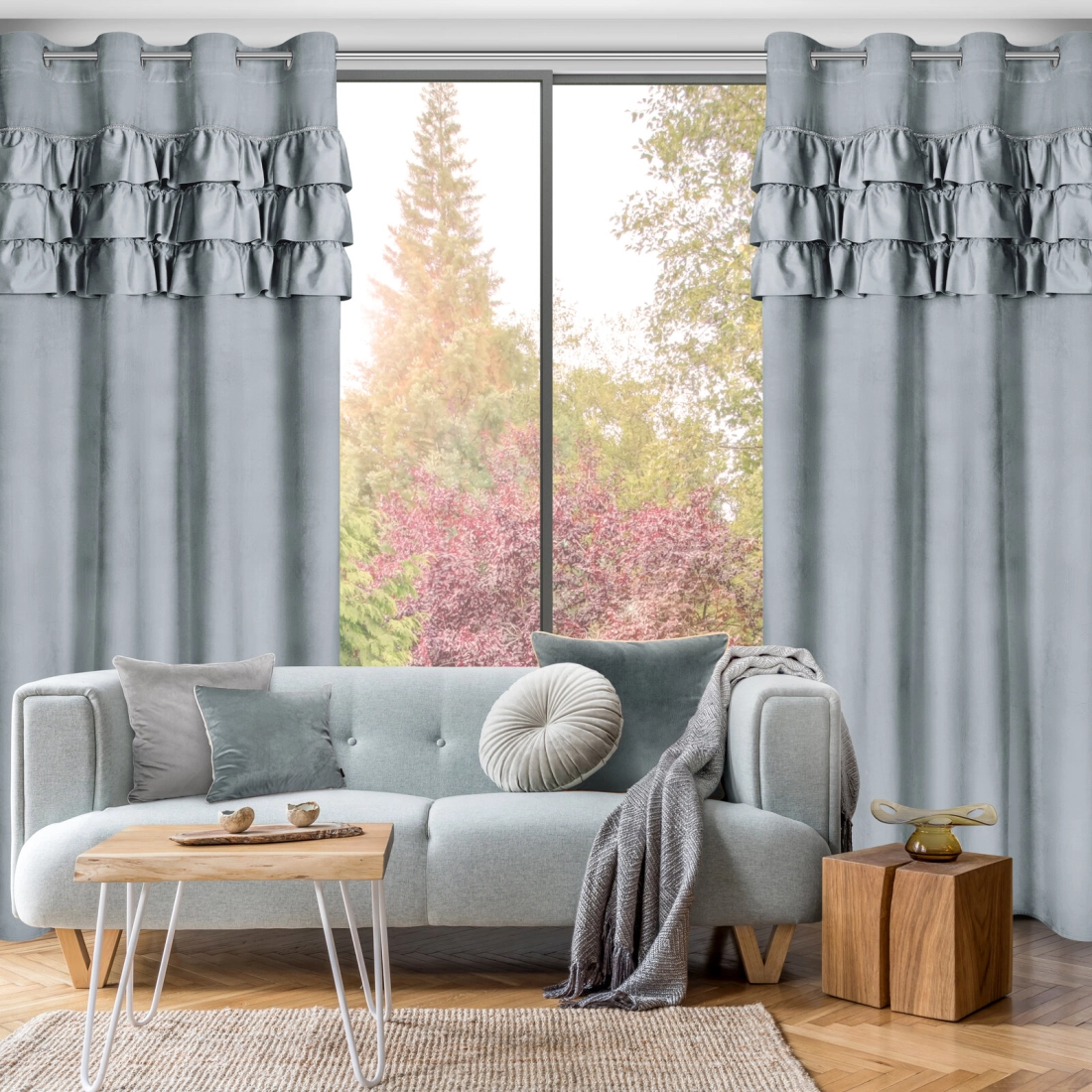 Záves 140x250 cm zamatový strieborný na kovové krúžky SAMI