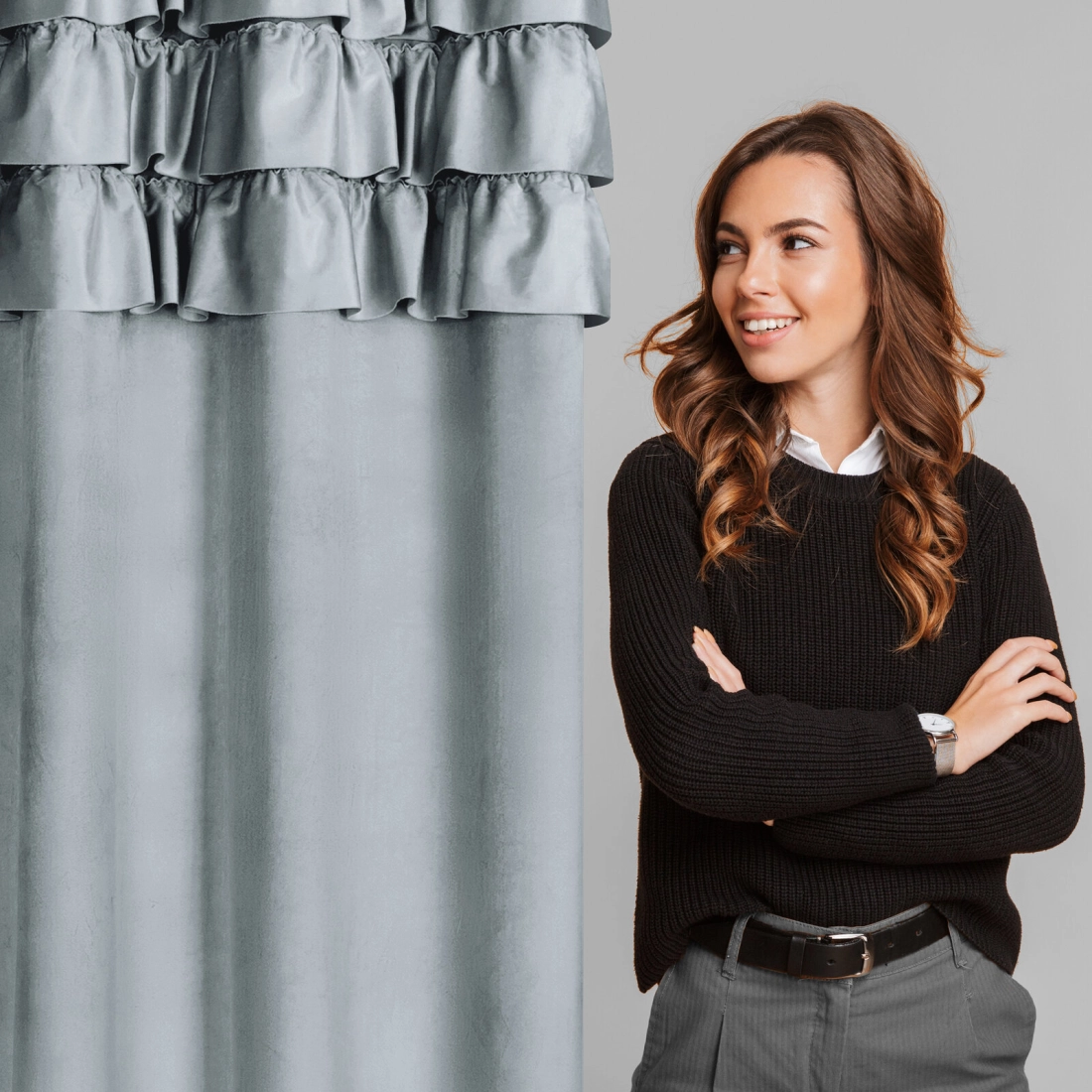 Záves 140x250 cm zamatový strieborný na kovové krúžky SAMI