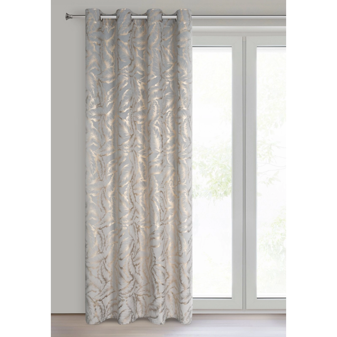 Záves 140x250 cm zamatový strieborný šampanský na kovové krúžky MILENA