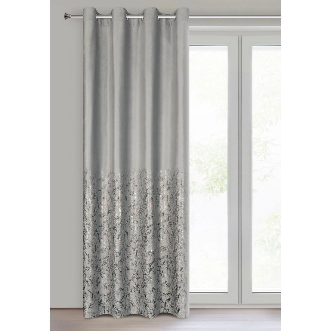 Záves 140x250 cm zamatový strieborný šampanský na kovové krúžky TORI