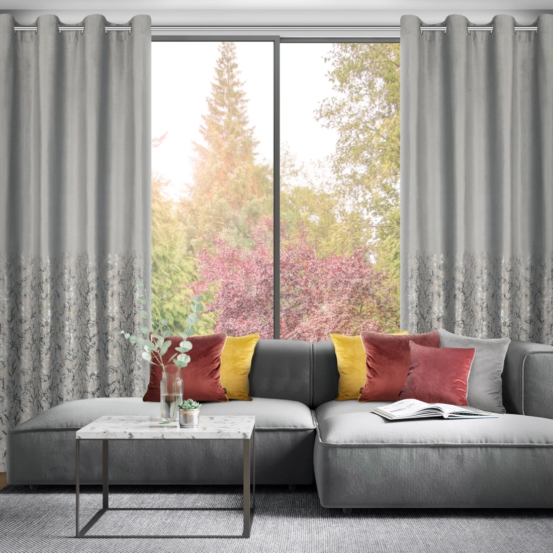 Záves 140x250 cm zamatový strieborný šampanský na kovové krúžky TORI