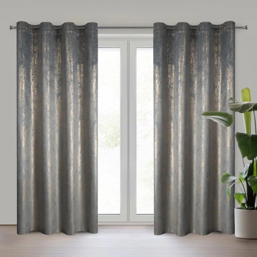 Záves 140x250 cm zamatový strieborný zlato na kovové krúžky DARA