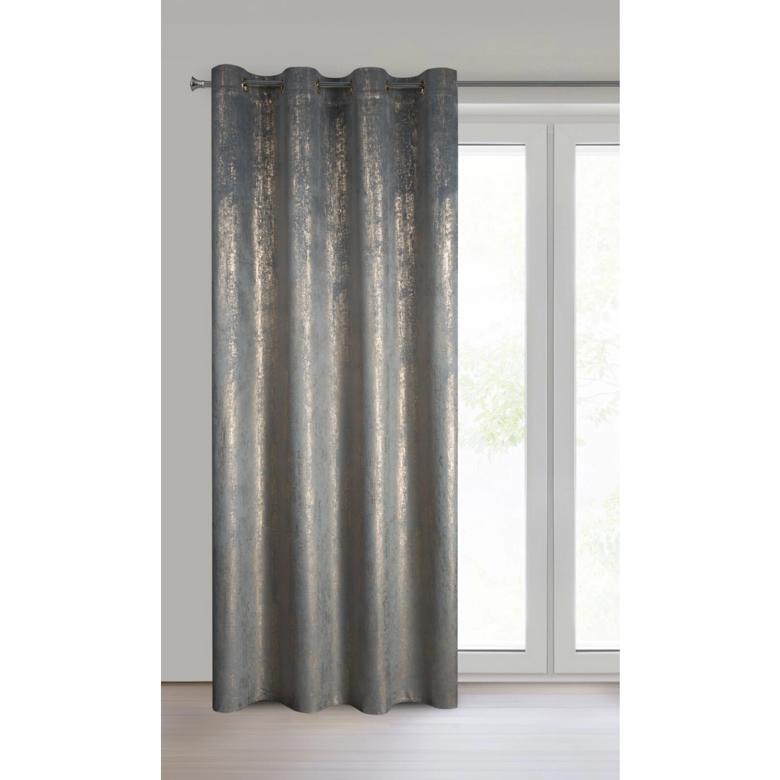 Záves 140x250 cm zamatový strieborný zlato na kovové krúžky DARA