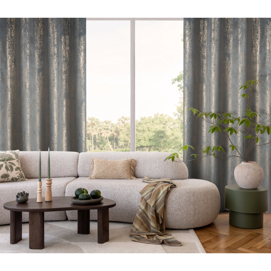 Záves 140x250 cm zamatový strieborný zlato na kovové krúžky DARA