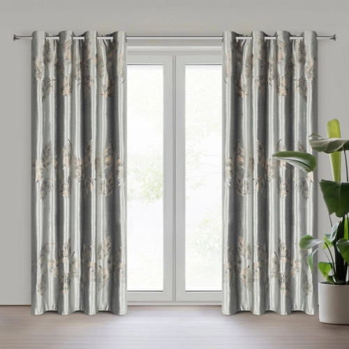 Záves 140x250 cm zamatový strieborný zlatý na kovové krúžky IDALIA