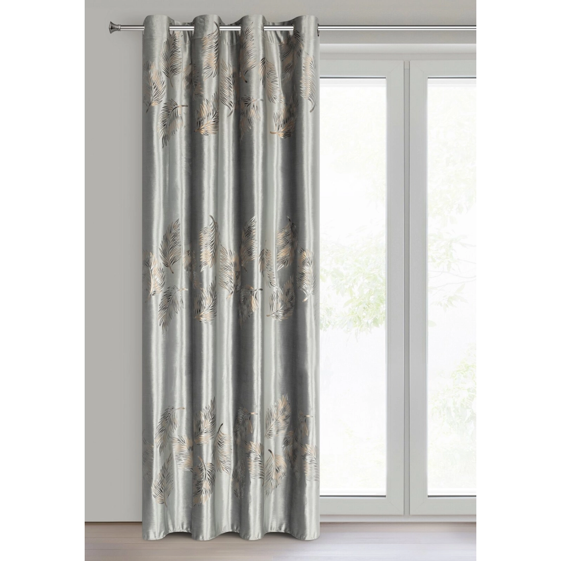 Záves 140x250 cm zamatový strieborný zlatý na kovové krúžky IDALIA