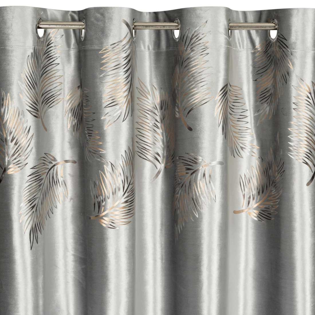 Záves 140x250 cm zamatový strieborný zlatý na kovové krúžky IDALIA