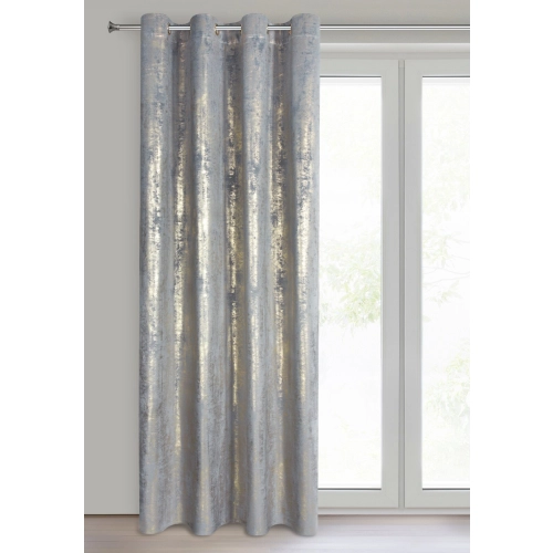 Záclona 140x250 cm sametová stříbrno-zlatá na kovové kroužky RENIA