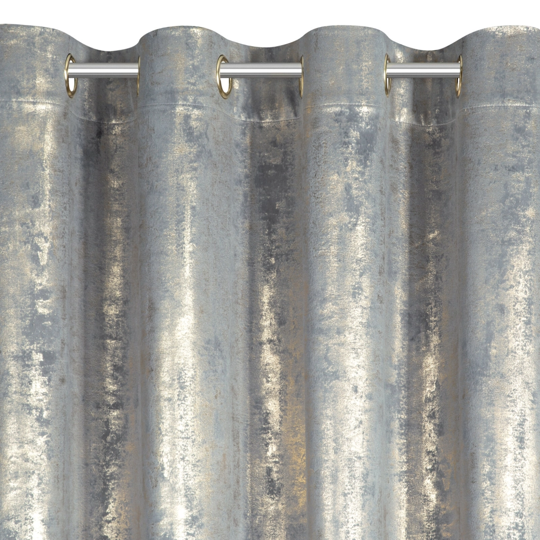 Záclona 140x250 cm sametová stříbrno-zlatá na kovové kroužky RENIA