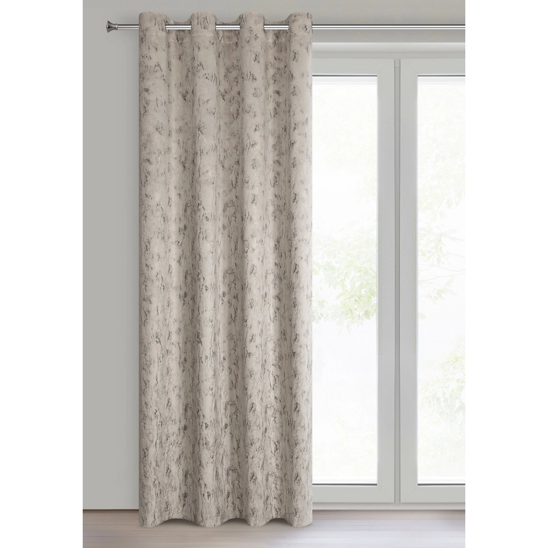 Závěs 140x250 cm sametový světle béžový se zlatou na kovové kroužky KORNELIA