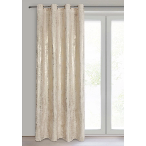 Záves 140x250 cm zamatový svetlobéžový zlatý na kovové krúžky RENIA