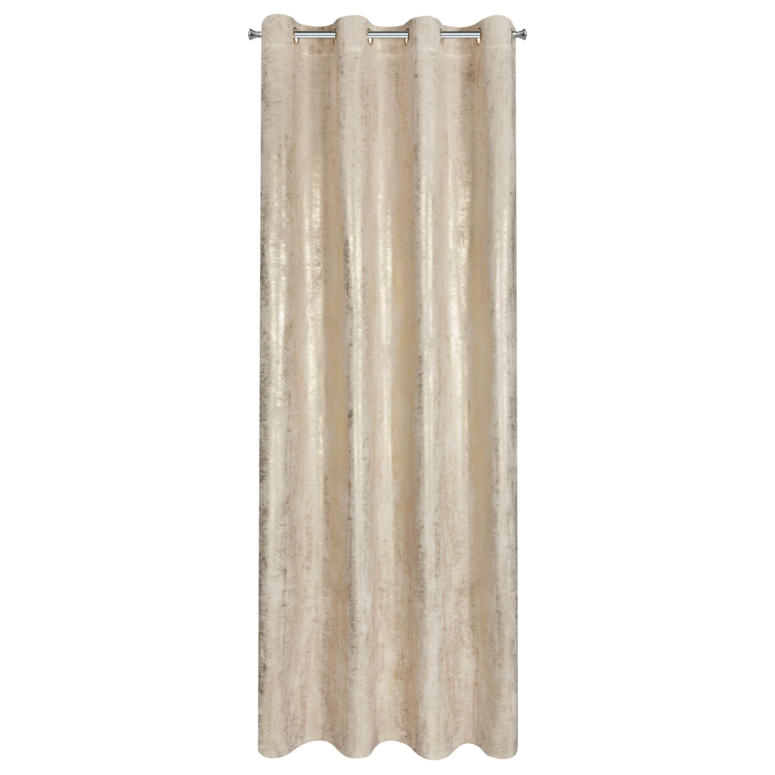 Záves 140x250 cm zamatový svetlobéžový zlatý na kovové krúžky RENIA