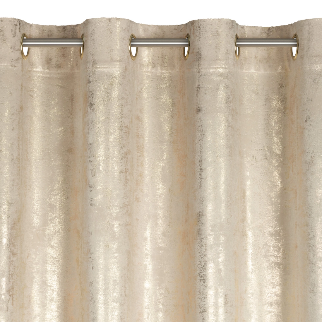 Záves 140x250 cm zamatový svetlobéžový zlatý na kovové krúžky RENIA