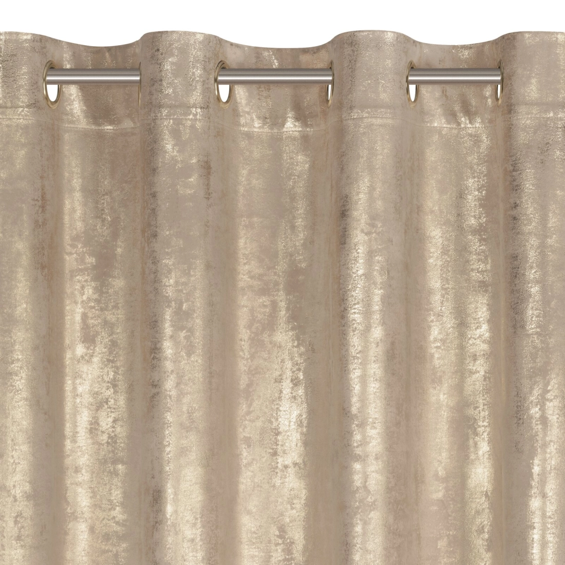 Sametový závěs 140x250 cm světle béžový zlatý na kovových kroužcích RENIA