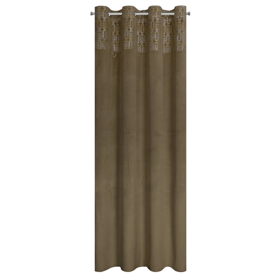 Záves 140x250 cm zamatový svetlohnedý, zlatý na kovové krúžky LIZA