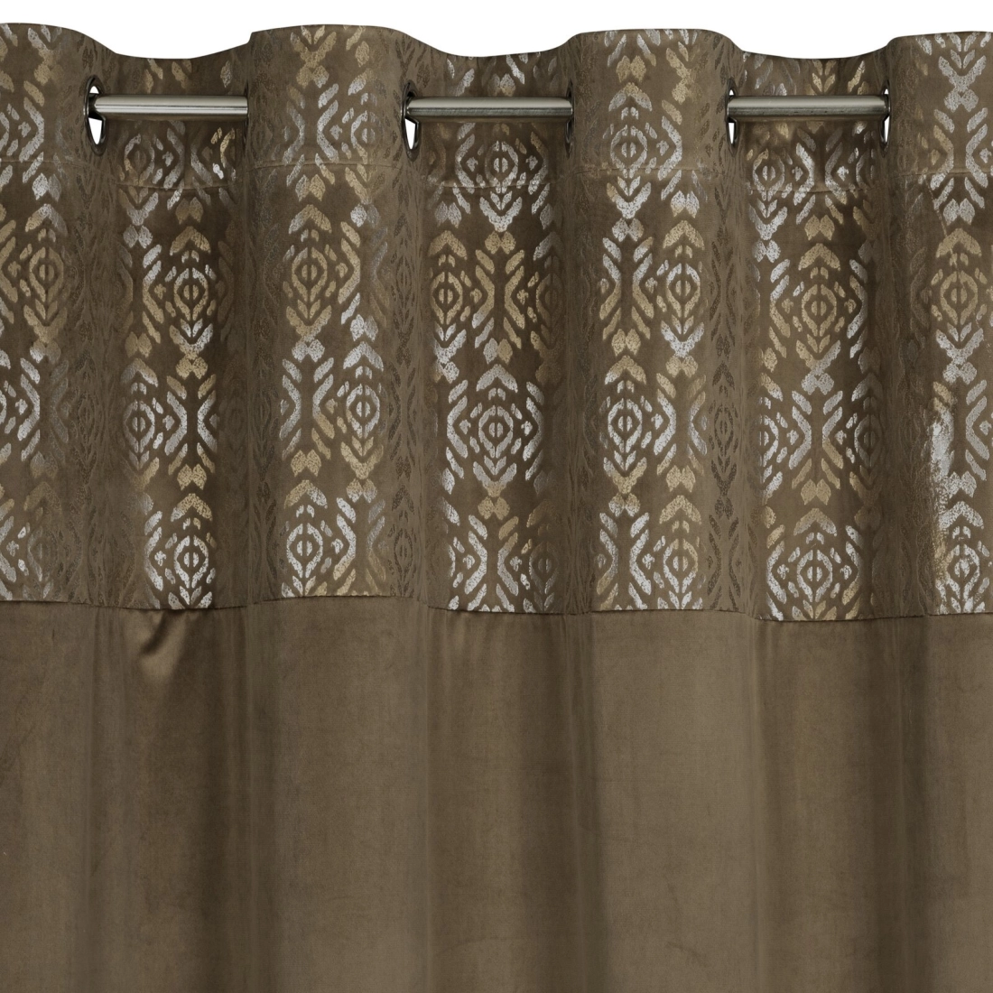 Záves 140x250 cm zamatový svetlohnedý, zlatý na kovové krúžky LIZA