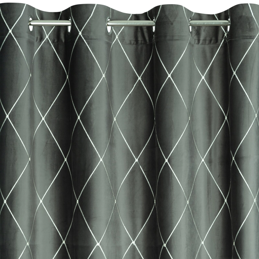 Záves 140x250 cm zamatový svetlosivý a strieborný na kovové krúžky MARGO Pierre Cardin