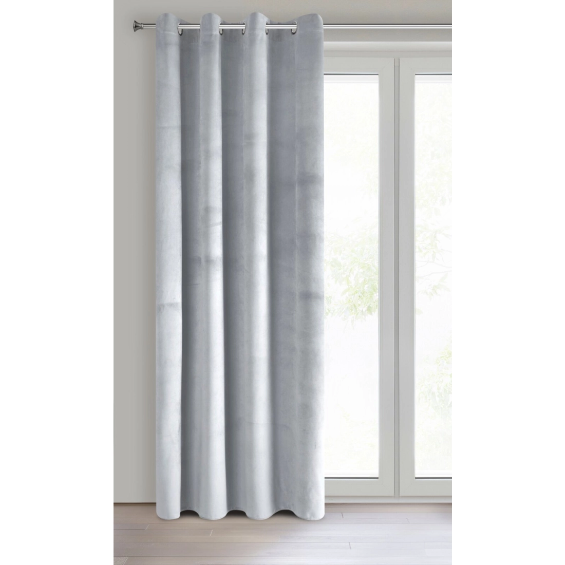 Závěs 140x250 cm sametový světle šedý na kovové kroužky PIERRE