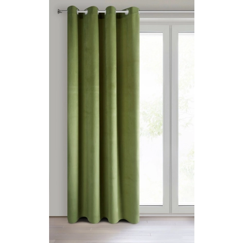 Záves 140x250 cm zamatový tmavo olivový na kovové krúžky PIERRE