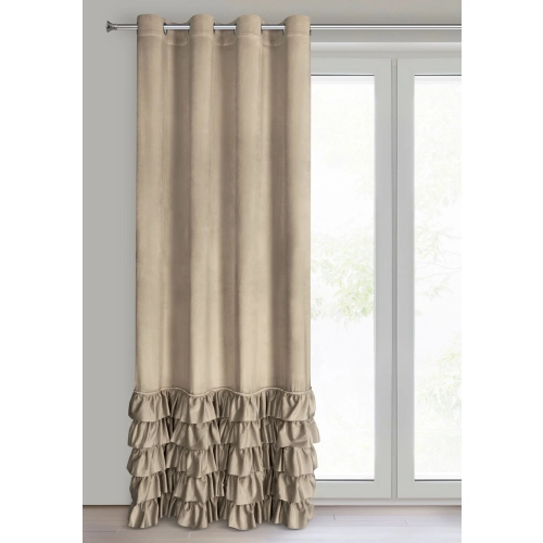 Sametový závěs 140x250 cm tmavě béžový na kovové kroužky CARLI
