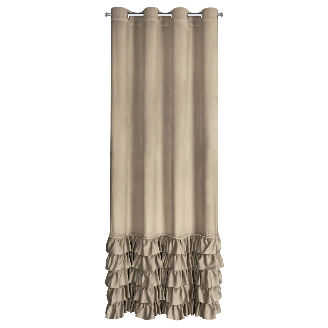 Sametový závěs 140x250 cm tmavě béžový na kovové kroužky CARLI