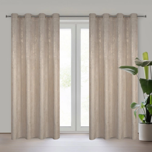 Sametový závěs 140x250 cm tmavě béžový na kovové kroužky DARA